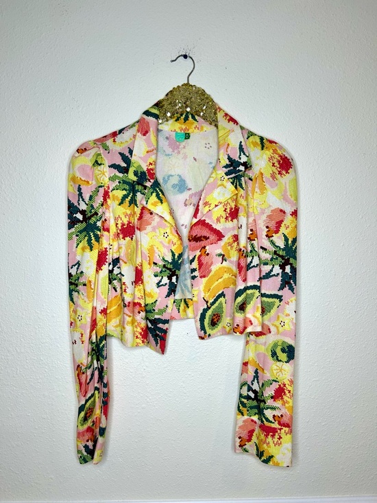 FARM Rio Jackets & Blazers - Farm Rio Tropical Fruit Colorful Floral Cropped Bolero Blazer S